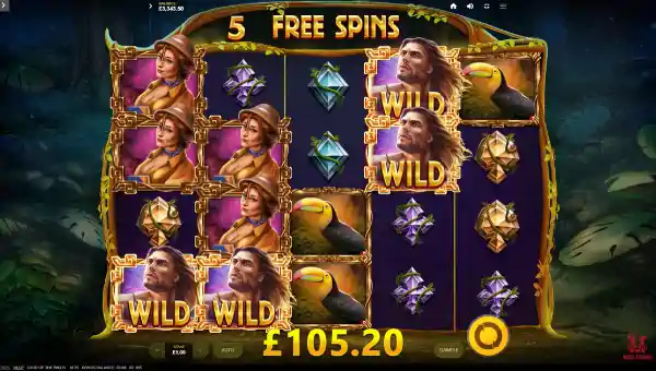 Lord of the Wilds base game screenshot showing reels and features