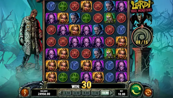 Lordi Reel Monsters base game screenshot showing reels and features