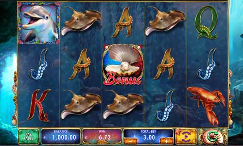 Loreleis Pearls base game screenshot showing reels and features