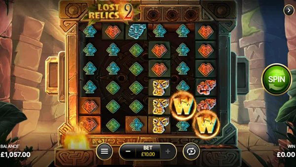 Lost Relics 2 base game screenshot showing reels and features