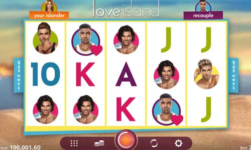 Love Island base game screenshot showing reels and features