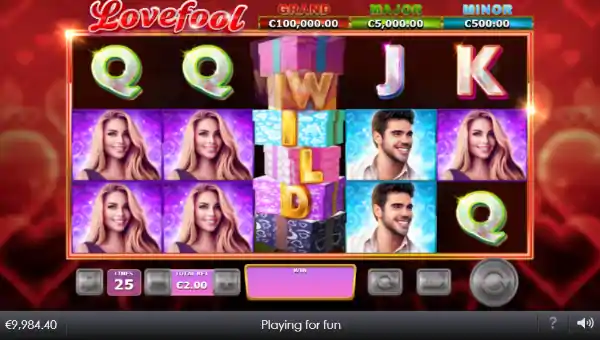 Lovefool base game screenshot showing reels and features