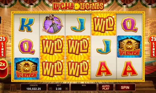Lucha Legends base game screenshot showing reels and features