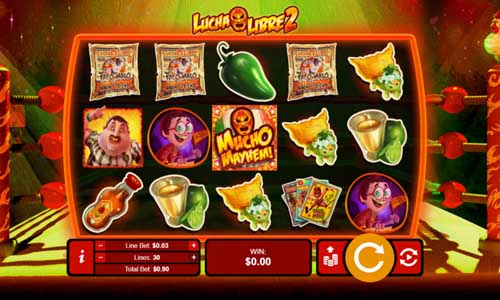 Lucha Libre 2 base game screenshot showing reels and features