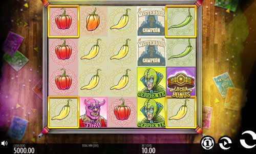 Luchadora base game screenshot showing reels and features