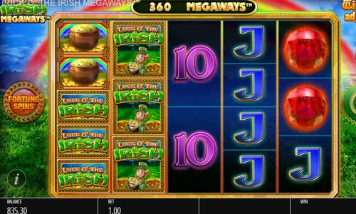 Luck O the Irish Megaways base game screenshot showing reels and features