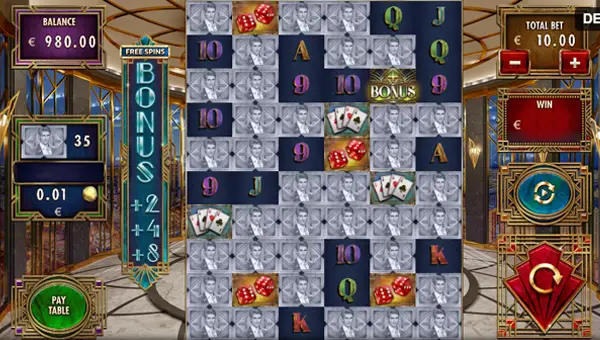 Lucky Adam base game screenshot showing reels and features