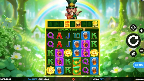 Lucky Ryan Gigablox base game screenshot showing reels and features