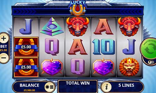 Lucky U base game screenshot showing reels and features