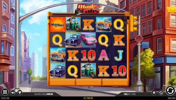 Mad Cabs base game screenshot showing reels and features
