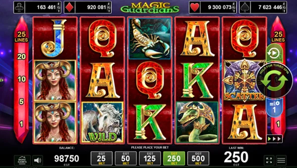 Magic Guardians base game screenshot showing reels and features