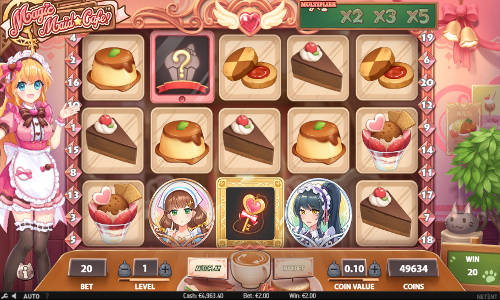 Magic Maid Cafe base game screenshot showing reels and features
