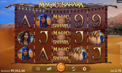 Magic of Sahara base game screenshot showing reels and features