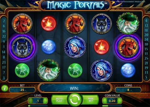 Magic Portals base game screenshot showing reels and features