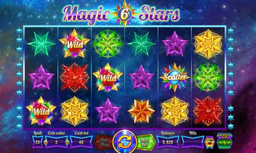 Magic Stars 6 base game screenshot showing reels and features