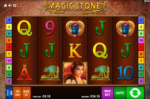 Magic Stone base game screenshot showing reels and features