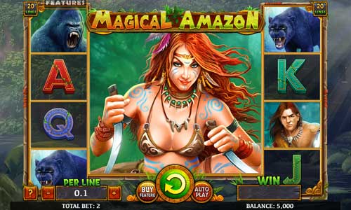 Magical Amazon base game screenshot showing reels and features