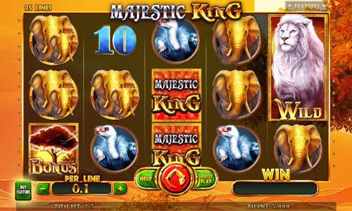 Majestic King Expanded Edition base game screenshot showing reels and features