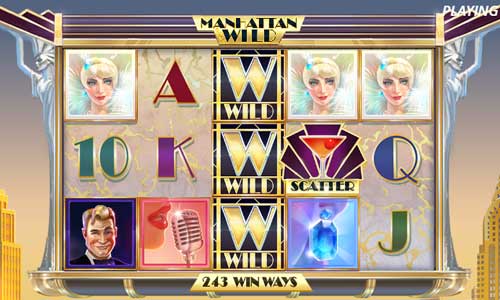 Manhattan Goes Wild base game screenshot showing reels and features