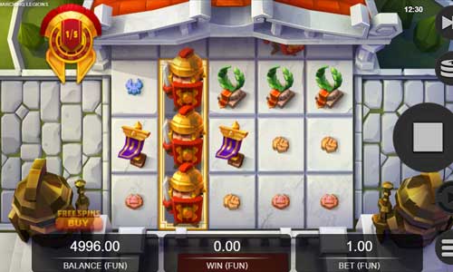 Marching Legions base game screenshot showing reels and features