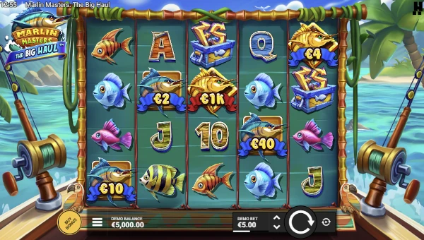Marlin Masters The Big Haul base game screenshot showing reels and features