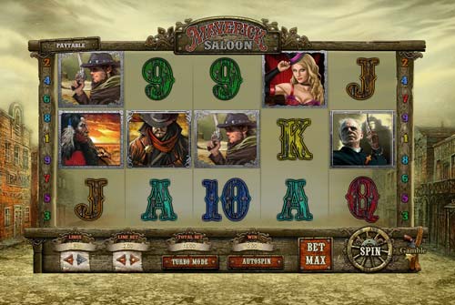 Maverick Saloon base game screenshot showing reels and features