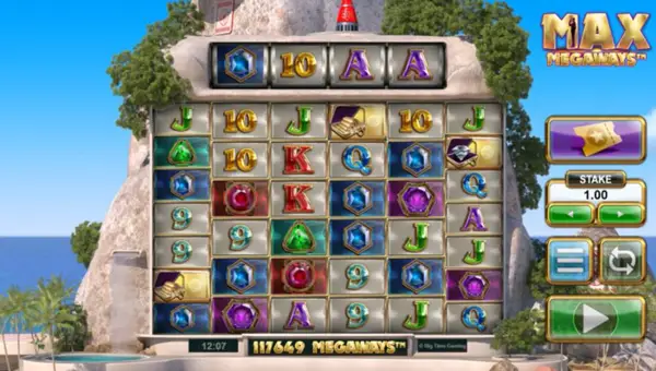 Max Megaways base game screenshot showing reels and features