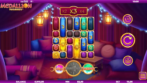 Medallion Megaways base game screenshot showing reels and features