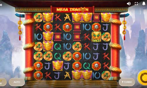 Mega Dragon base game screenshot showing reels and features