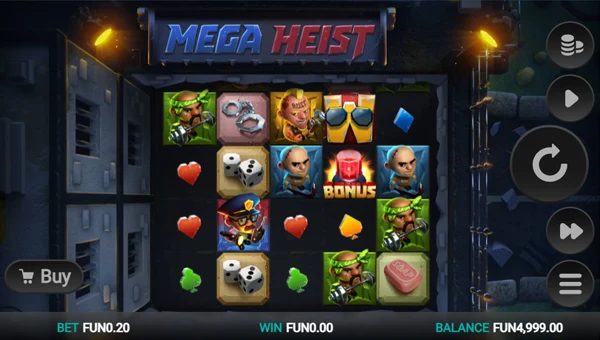 Mega Heist base game screenshot showing reels and features