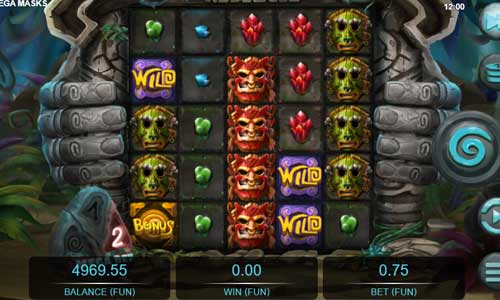 Mega Masks base game screenshot showing reels and features