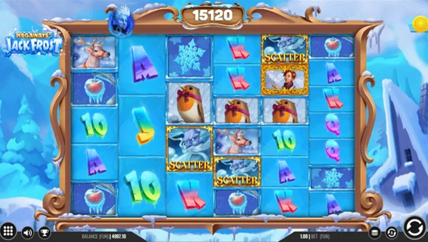 Megaways Jack Frost base game screenshot showing reels and features