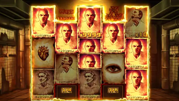 Mental base game screenshot showing reels and features