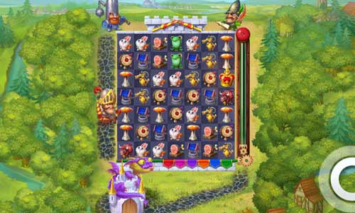 Micro Knights base game screenshot showing reels and features
