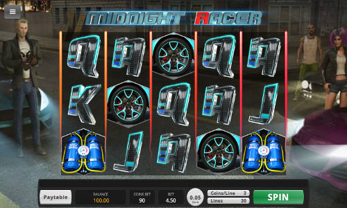 Midnight Racer base game screenshot showing reels and features