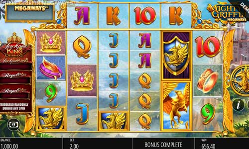 Mighty Griffin Megaways base game screenshot showing reels and features