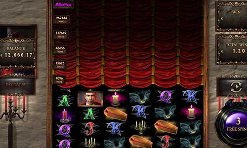Million Dracula base game screenshot showing reels and features