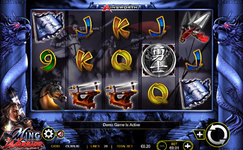 Ming Warrior base game screenshot showing reels and features
