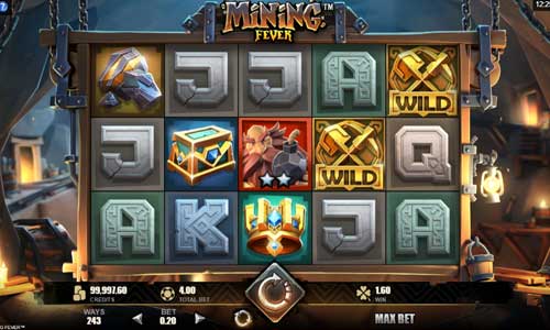 Mining Fever base game screenshot showing reels and features