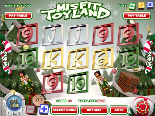 Misfit Toyland base game screenshot showing reels and features
