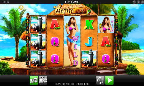 Mojito Beach base game screenshot showing reels and features
