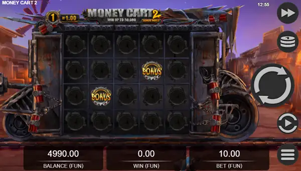 Money Cart 2 base game screenshot showing reels and features