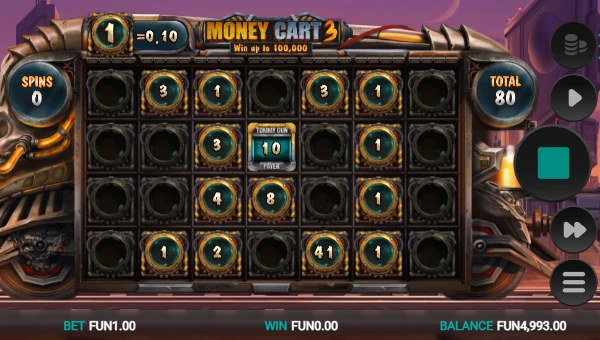 Money Cart 3 base game screenshot showing reels and features