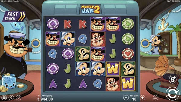 Money Jar 2 base game screenshot showing reels and features