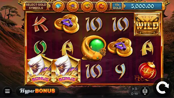 Monkey God Buy Feature base game screenshot showing reels and features