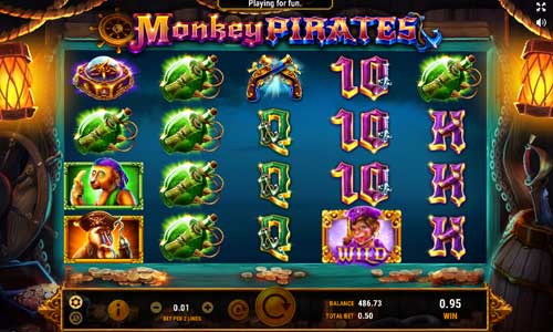 Monkey Pirates base game screenshot showing reels and features