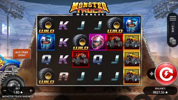 Monster Truck Madness base game screenshot showing reels and features