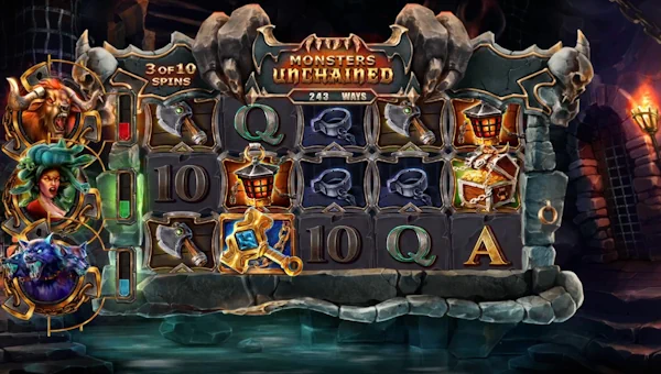 Monsters Unchained base game screenshot showing reels and features