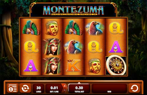 Montezuma base game screenshot showing reels and features