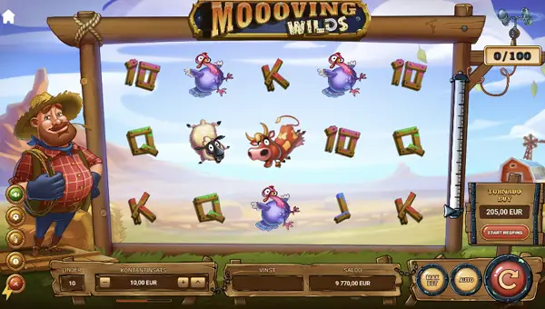 Moooving Wilds base game screenshot showing reels and features